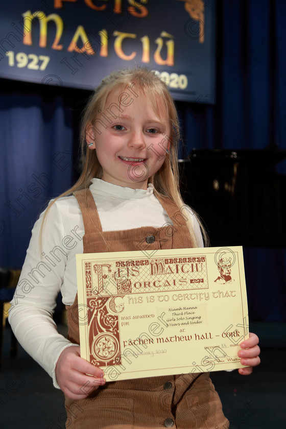 Feis12022020Wed27 
 27
Third Place; Niamh Hannah from Ballyspillane

Class:55: Girls Solo Singing 9 Years and Under

Feis20: Feis Maitiú festival held in Father Mathew Hall: EEjob: 11/02/2020: Picture: Ger Bonus.
