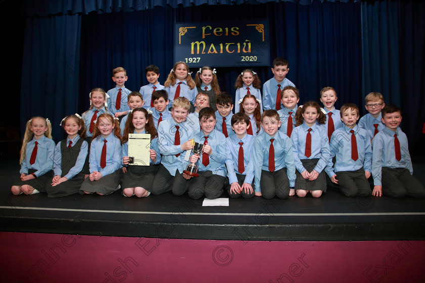 Feis10032020Tues56 
 56
Cup Winners and Silver Medallists; Ovens NS for their performance of Transylvania Dreaming.

Class:476: “The Peg O’Mahony Memorial Perpetual Cup” Choral Speaking 4thClass

Feis20: Feis Maitiú festival held in Father Mathew Hall: EEjob: 10/03/2020: Picture: Ger Bonus.
