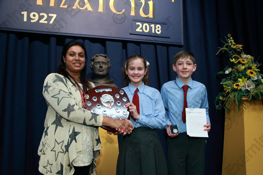 Feis21022018Wed44(1) 
 44
Shanika Fernando from the The Sri Lanka Festival presenting the trophy to representatives of Ovens NS 6th Class. 
 Speech and Drama Classes: 485: Action Verse “The O’Brien Perpetual Cup”5th Class and Class: 484: “The Sri Lanka Festival Perpetual Trophy” 6th Class, Feis Maitiú 92nd Festival held in Fr. Mathew Hall. EEjob 21/02/2018 Picture: Gerard Bonus.