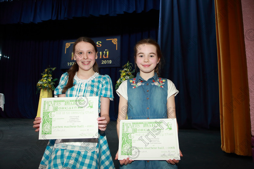 Feis08032019Fri23 
 23
Commended Ava O’Driscoll from Aherla and Rocha Murphy from Castlemartyr

Class: 328: “The Fr. Nessan Shaw Memorial Perpetual Cup” Dramatic Solo 10YearsandUnder –Section 1 A Solo Dramatic Scene not to exceed 4 minutes.

Feis Maitiú 93rd Festival held in Fr. Mathew Hall. EEjob 08/03/2019. Picture: Gerard Bonus
