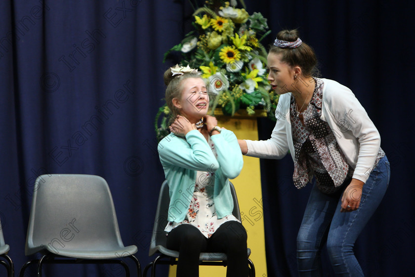 Feis22022018Thu52 
 51~52
Aisling Ní Cheallachaín and Áine Gogan performing “The Odd Couple” the Female version.
 Speech and Drama Classes: 310: “The Peg Hallahan Perpetual Trophy” Dramatic Duo 14 Years and Under Feis Maitiú 92nd Festival held in Fr. Mathew Hall. EEjob 22/02/2018 Picture: Gerard Bonus.