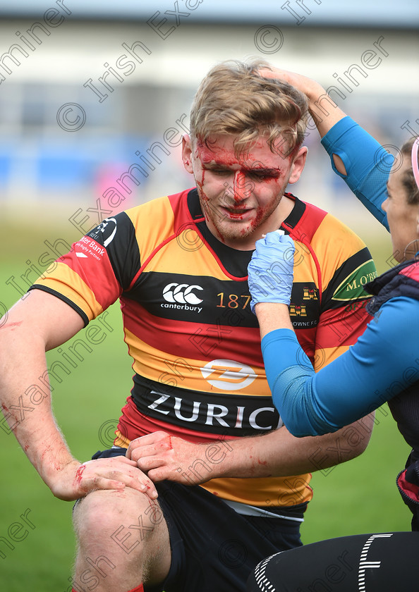 LC-con-03 
 EEXX sport 08/10/2016.
Ulster Bank All-Ireland League; Cork Constitution vs Lansdowne at Temple Hill.
Charlie McMickan, Lansdowne gets treatment for a cut over his eye, just before half-time.
Pic; Larry Cummins