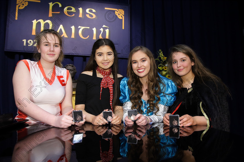 Feis27032018Tue73 
 72
Bronze Medallists on stage after perceiving their Medals.
 Singing Class: 111: “The Edna McBirney Memorial Perpetual Cup” Solo Action Song 16 Years and Under Section 2 Feis Maitiú 92nd Festival held in Fr. Mathew Hall. EEjob 27/03/2018 Picture: Gerard Bonus