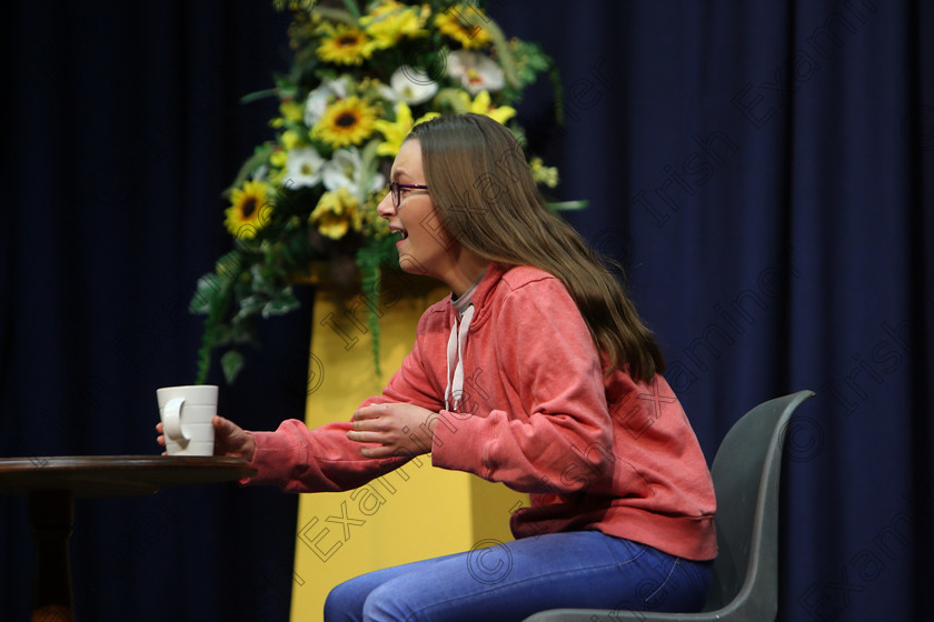 Feis20022018Tue58 
 58~59
Alison O’Connor performing a scene from “Joy Riders”.
 Speech and Drama Class: 326: “The James O’Donovan Memorial Perpetual Cup” “Year sand Dramatic Solo 14 Section 2 Under Feis Maitiú 92nd Festival held in Fr. Mathew Hall. EEjob 20/02/2018 Picture: Gerard Bonus.