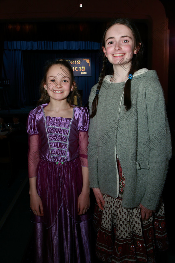 Feis05032018Mon38 
 38
Performers Eryn Twomey O’Sullivan took 3rd place for her performance pictured with Anna Donnellan from Blarney.
 Singing and School Choirs Class: 113: “The Edna McBirney Memorial Perpetual Award” Solo Action Song 12 Years and Under Section 1 Feis Maitiú 92nd Festival held in Fr. Mathew Hall. EEjob 05/03/2018 Picture: Gerard Bonus.