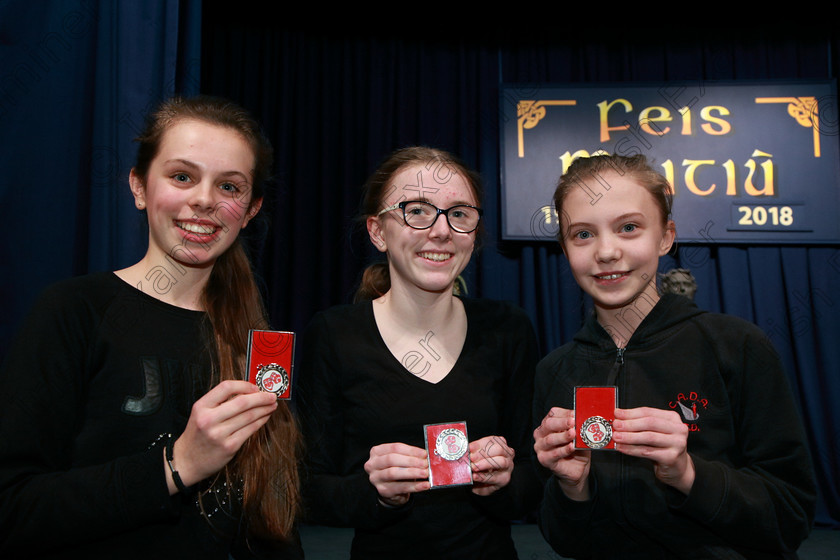 Feis26022018Mon32 
 32
Silver Medallists CADA Performing Arts Niamh Cremin, Lily Carey-Murphy and Robyn Deasy for their performance of “In the Airport Lounge”.
 Speech and Drama Class: 363: Group Improvisation 13 Years and Under Feis Maitiú 92nd Festival held in Fr. Mathew Hall. EEjob 26/02/2018 Picture: Gerard Bonus.