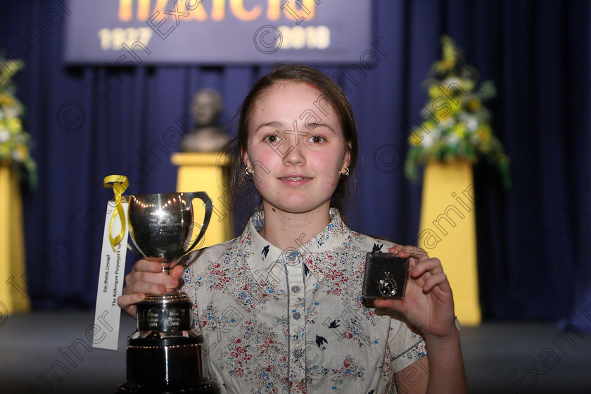 Feis26022018Mon62 
 62 
Cup and Bursary winner Pattie Maguire from Rathpeacon for her performance of “Pentecost”.
 Speech and Drama Class: 325: “The Kilbrogan Perpetual Cup” and “Musgrave Ltd. Bursary” Bursary Value €130 Dramatic Solo 17 Years and Under Feis Maitiú 92nd Festival held in Fr. Mathew Hall. EEjob 26/02/2018 Picture: Gerard Bonus.