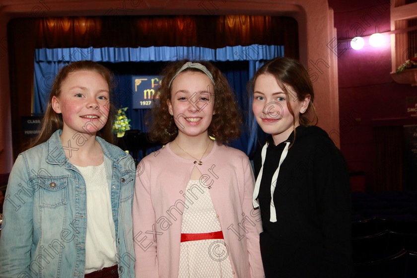 Feis26022019Tue27 
 27
Performers Elsa Quirke, Lucy Barry and Mai Cosgrove from Fermoy.

Class: 53: Girls Solo Singing 13 Years and Under–Section 1 John Rutter –A Clare Benediction (Oxford University Press).

Feis Maitiú 93rd Festival held in Fr. Mathew Hall. EEjob 26/02/2019. Picture: Gerard Bonus
