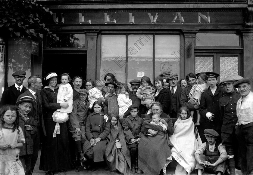 425830 
 The Cunard liner Lusitania, carrying 1,918 passangers and crew, was hit by a torpedo fired from a German U-boat at 2.00 p.m. on the afternoon of May, 7th., 1915. 764 people survived the sinking. Some of the survivors are pictured at Cobh (Queenstown) shortly after the event. 08/05/1915 Ref. 44
Old black and white war ships boats tragedies