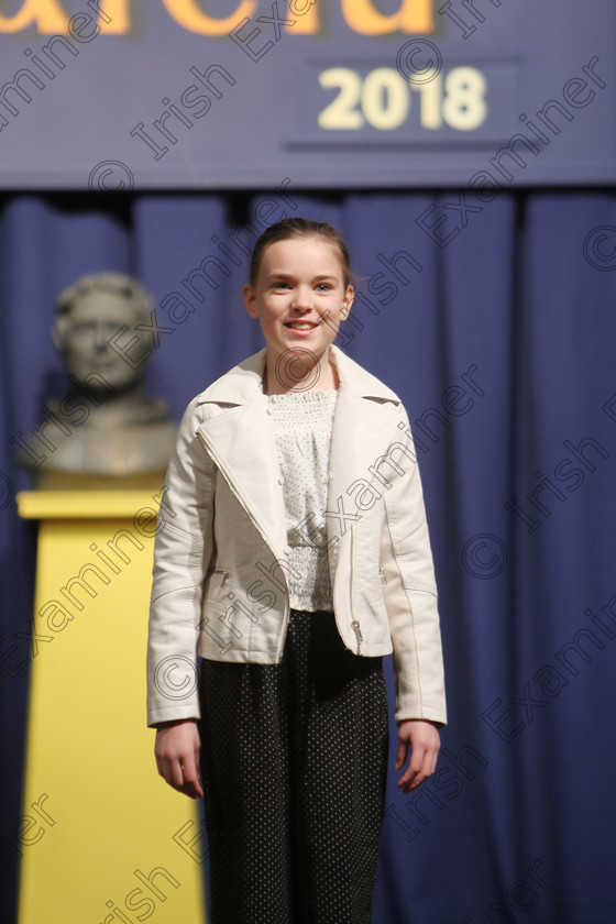 Feis25032018Sun17 
 17
Commended Rachel Lee reciting poems.
 Speech and Drama Class: 365: Solo Verse Speaking Girls 10 Years and Under Section 5 Feis Maitiú 92nd Festival held in Fr. Mathew Hall. EEjob 25/03/2018 Picture: Gerard Bonus