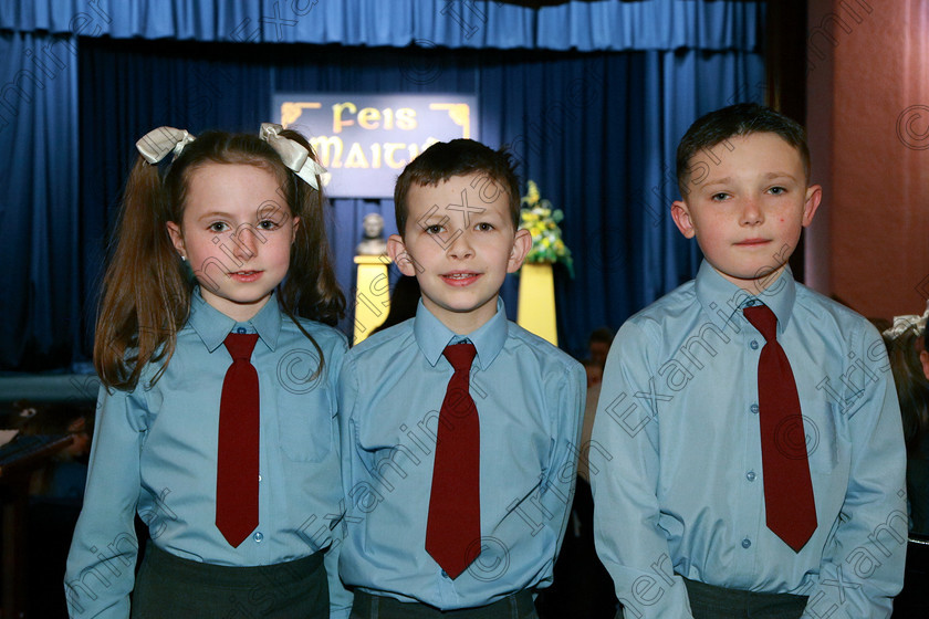 Feis13032018Tue10 
 10
Orla Slattery, Ryan Vincent and David O’Connell from 3rd Class Ovens NS.
 Speech and Drama Class: 3rd & 4th Class Primary Schools, Action Verse Feis Maitiú 92nd Festival held in Fr. Mathew Hall. EEjob 13/03/2018 Picture: Gerard Bonus.