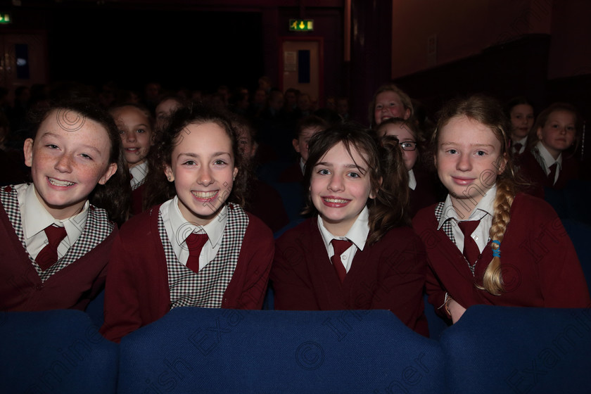 Feis12042018Thu28 
 28
Alice White, Alana Harrington, Emily Daly and Rhianna Finney from St. Joseph’ Girls’ Choir Clonakilty.
 Singing Class: 84: “The Sr. M. Benedicta Memorial Perpetual Cup” Primary School Unison Choirs Section 1 Feis Maitiú 92nd Festival held in Fr. Mathew Hall. EEjob 28/03/2018 Picture: Gerard Bonus