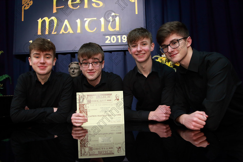 Feis10022019Sun58 
 58
2nd place went to The Buffet Clarinets; Cormac Flynn, Daire Sweeney, James Gibson, and James Kelleher.

Class: 269: “The Lane Perpetual Cup” Chamber Music 18 Years and Under
Two Contrasting Pieces, not to exceed 12 minutes

Feis Maitiú 93rd Festival held in Fr. Matthew Hall. EEjob 10/02/2019. Picture: Gerard Bonus