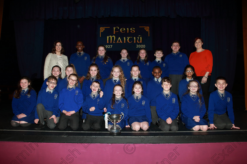Feis27022020Thur11 
 11
Cup & Silver Medallists Cór Scoil Ursula with Music Teachers Avril McCarthy and Niamh O’Sullivan.

Class:84: “The Sr. M. Benedicta Memorial Perpetual Cup” Primary School Unison Choirs

Feis20: Feis Maitiú festival held in Father Mathew Hall: EEjob: 27/02/2020: Picture: Ger Bonus.