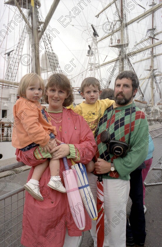 mullane123 
 ** PIC FOR PHOTO SALES ** The Mullane family John, Ann, Clare and David from Mallow visiting the Polish vessel Dar Mlodxiexy at Cobh during the Tall Ships festival in Cork harbour. Ref 477/64 17/07/1991