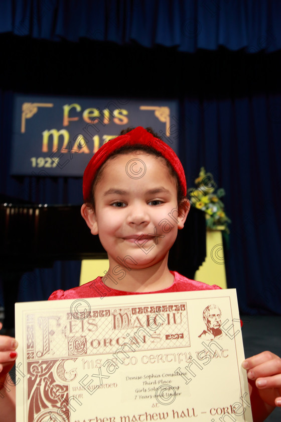 Feis26022019Tue21 
 21
3rd place Deirdre Sophia Considine from Glanmire.

Class: 56: 7 Years and Under arr. Herbert Hughes –Little Boats (Boosey and Hawkes 20th Century Collection).

Feis Maitiú 93rd Festival held in Fr. Mathew Hall. EEjob 26/02/2019. Picture: Gerard Bonus