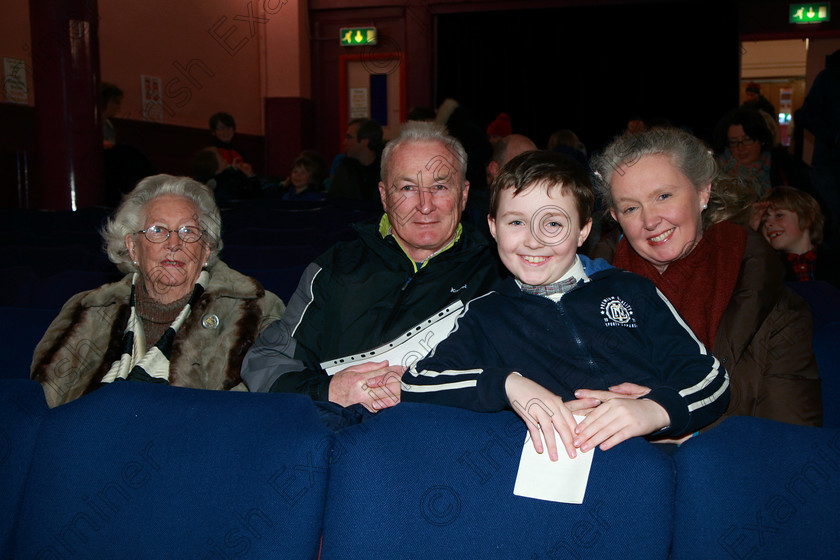 Feis24022018Sat57 
 57
Performer Edmond Cogan from Donerail with his parents Suzanne Bugler and Edmond Cogan and his Gran Kitty Bugler.
 Speech and Drama Class: 381: Solo Verse Speaking Boys 8 Years and Under Section 2 Feis Maitiú 92nd Festival held in Fr. Mathew Hall. EEjob 24/02/2018 Picture: Gerard Bonus.