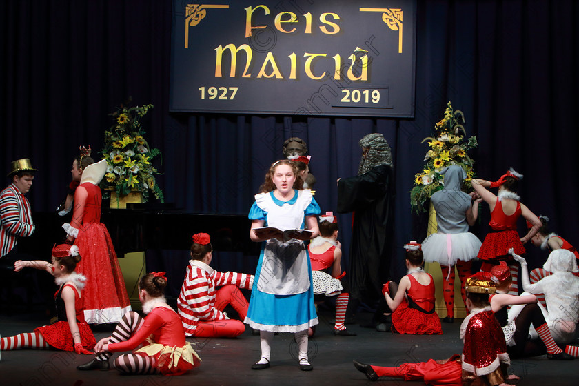 Feis12022019Tue46 
 45~46
CADA Performing Arts with Faye Gibson as Alice performing Alice in the underworld.

Class: 102: “The Juvenile Perpetual Cup” Group Action Songs 13 Years and Under A programme not to exceed 10minutes.

Feis Maitiú 93rd Festival held in Fr. Mathew Hall. EEjob 12/02/2019. Picture: Gerard Bonus