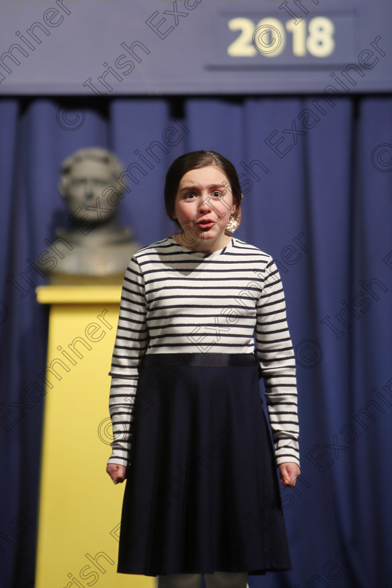 Feis25032018Sun06 
 6
Isobel O’Callaghan performing.
 Speech and Drama Class: 365: Solo Verse Speaking Girls 10 Years and Under Section 5 Feis Maitiú 92nd Festival held in Fr. Mathew Hall. EEjob 25/03/2018 Picture: Gerard Bonus