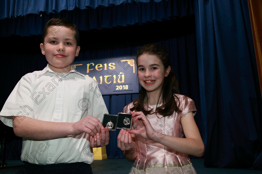 Feis05032018Mon09 
 9
Silver Medallists Duo; Simon Whelan and Clodagh Barrett from Mitchelstown. 
 Singing and School Choirs Class: 93: Vocal Duets 13 Years and Under Feis Maitiú 92nd Festival held in Fr. Mathew Hall. EEjob 05/03/2018 Picture: Gerard Bonus.