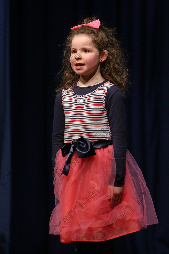 Feis24022018Sat29 
 29
Michela Moynihan performing.
 Speech and Drama Class: 369: Solo Verse Speaking Girls 6 Years and Under Section 3 Feis Maitiú 92nd Festival held in Fr. Mathew Hall. EEjob 24/02/2018 Picture: Gerard Bonus.