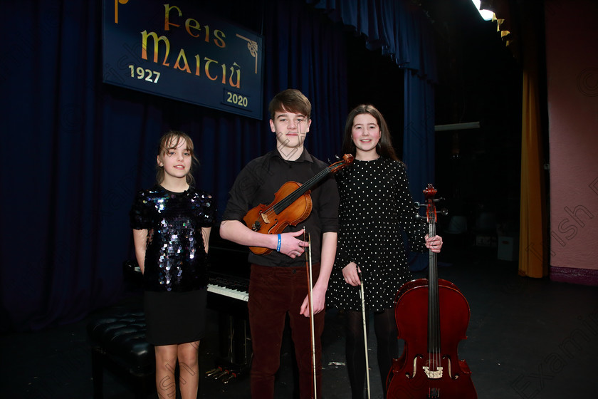 Feis0103202067 
 67
Sean, Clodagh and Charlotte the Presto.

Class:270: “The Lane Perpetual Cup” Chamber Music 14 Years and Under

Feis20: Feis Maitiú festival held in Father Mathew Hall: EEjob: 01/03/2020: Picture: Ger Bonus.
