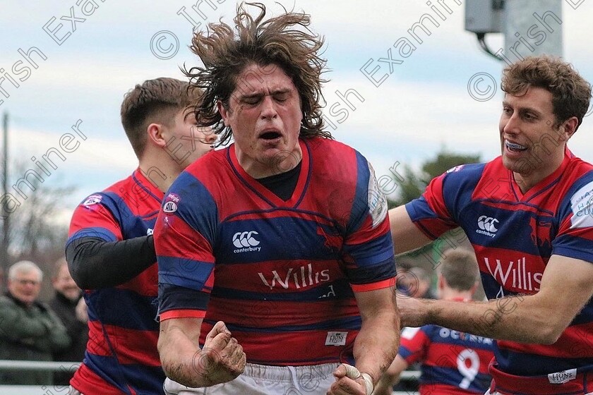 67BCC380-C2FF-4750-B1A6-6A58D873663B 
 Alekseiy Soroka celebrates scoring a try for Clontarf Rugby in the Energia All-Ireland League. Castle Avenue, Clontarf.