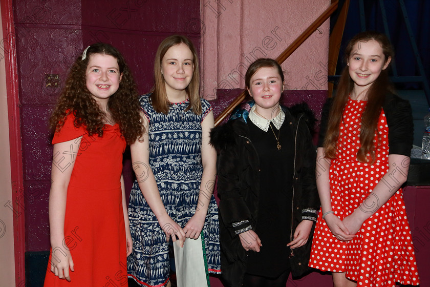 Feis10022020Mon01 
 1
Regina Burke, Ciara Murphy, Isabelle Moore and Katie Trant from Limerick and Tralee.

Class:53: Girls Solo Singing 13 Years and Under

Feis20: Feis Maitiú festival held in Father Mathew Hall: EEjob: 10/02/2020: Picture: Ger Bonus.