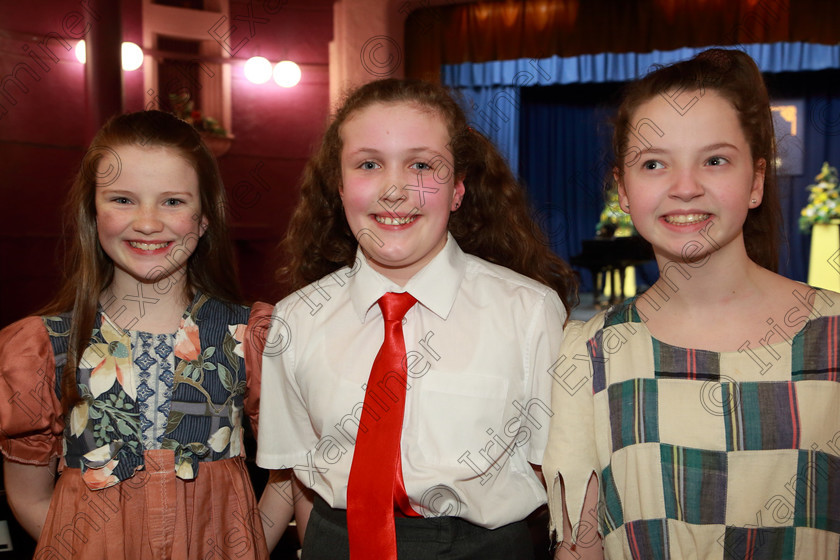 Feis05032019Tue30 
 30
Performers Clodagh O’Halloran, Sarah Coleman and Sarah Canty from Glanmire.

Class: 113: “The Edna McBirney Memorial Perpetual Award”
Solo Action Song 12 Years and Under –Section 3 An action song of own choice.

Feis Maitiú 93rd Festival held in Fr. Mathew Hall. EEjob 05/03/2019. Picture: Gerard Bonus