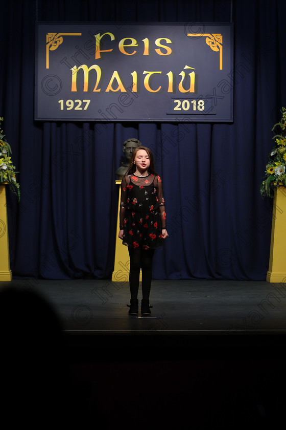 Feis12032018Mon29 
 29
Lucy Blessing reciting her poem
 Speech and Drama Class: 365: Solo Verse Speaking Girls 10 Years and Under Section 4 Feis Maitiú 92nd Festival held in Fr. Mathew Hall. EEjob 12/03/2018 Picture: Gerard Bonus