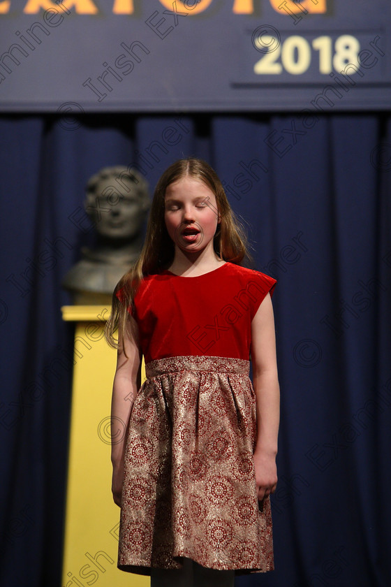 Feis25032018Sun38 
 38
Kate Mullane reciting poem.
 Speech and Drama Class: 366: Solo Verse Speaking Girls 9 Years and Under Section 5 Feis Maitiú 92nd Festival held in Fr. Mathew Hall. EEjob 25/03/2018 Picture: Gerard Bonus