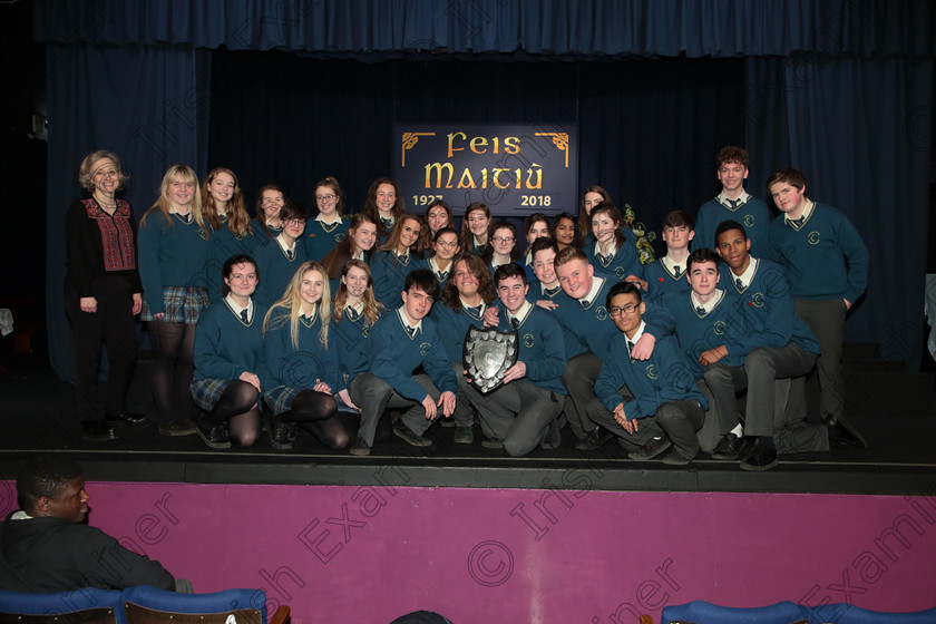 Feis12042018Thu67 
 66~67
Glanmire Community School Senior Choir winners of “The Father Mathew Perpetual Shield” with Conducted by Ann Mannix.
Singing Class: 81: “The Father Mathew Perpetual Shield” 19 Years and Under Feis Maitiú 92nd Festival held in Fr. Mathew Hall. EEjob 12/04/2018 Picture: Gerard Bonus