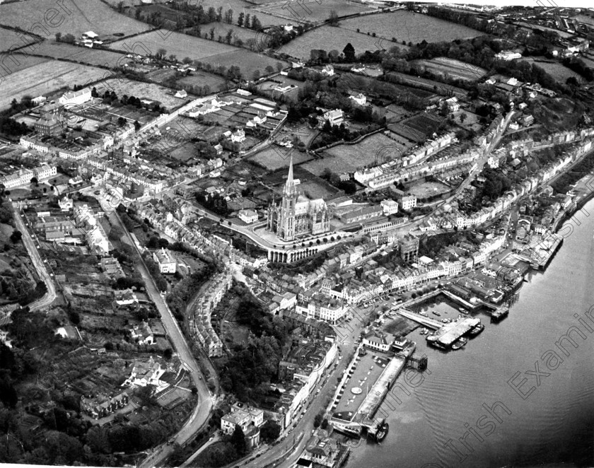 1025198 1025198 
 For 'READY for TARK'
Aerial view of Cobh, Co. Cork in the early 1980's old black and white towns