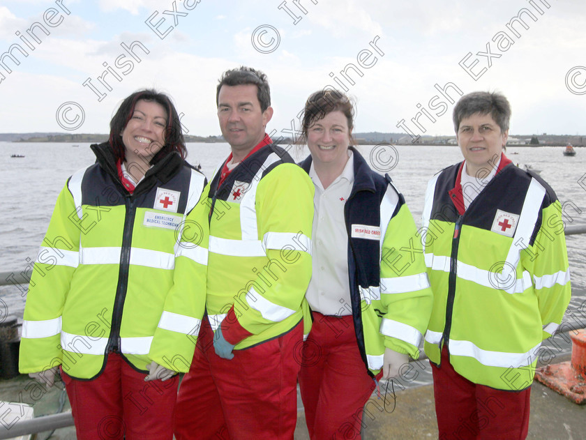 JH Cobh Rescue Display 07 
 ECHO NEWS: 14/04/2012; Members of Cobh Red Cross, Caroline Reeves, Michael Kelly, Karen Conway and Rose O'Riordan, on duty during a special search and rescue display by the Irish Coast Guard in Cobh to commemorate the 100th anniversary of the sinking of The Titanic. Picture; John Hennessy (Further Info, Vincent Farr, Crosshaven coastguard, 086 8501802)