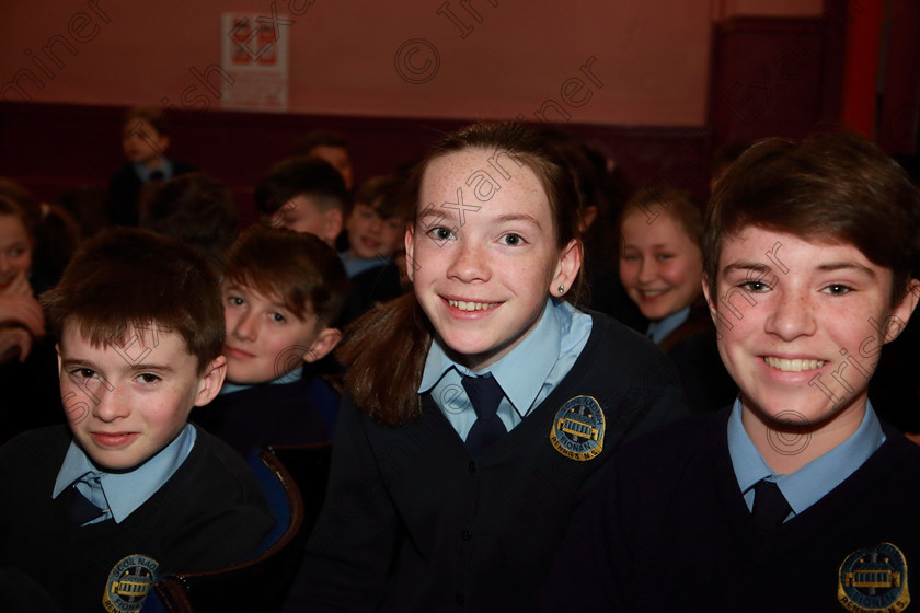 Feis28022019Thu25 
 25
Jack Wood, Caoimhe Hayden and Finn Fitzgerald from Scoil Naomh Fionán. Rennies.

Class: 84: “The Sr. M. Benedicta Memorial Perpetual Cup” Primary School Unison Choirs–Section 1Two contrasting unison songs.

Feis Maitiú 93rd Festival held in Fr. Mathew Hall. EEjob 28/02/2019. Picture: Gerard Bonus