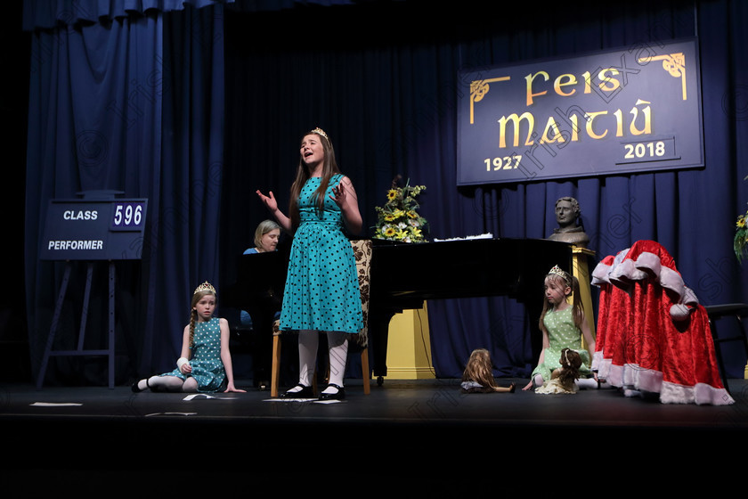 Feis27032018Tue72 
 65~69
A fabulous 90 marks for the family of Faye, Sophia and Charlotte Herlihy from Ballinhassig performed in the Family Class A programme of own choice not to exceed 10 minutes they called it “Sisterhood” every adjudicator at this year’s Feis awarded the top mark of 90 points to one or two acts, many adjudicators don’t give the highest score in years of adjudicating, reflecting the very high standard going through the doors of Fr. Mathew Hall. 
 Feis Maitiú 92nd Festival held in Fr. Mathew Hall. EEjob 28/03/2018 Picture: Gerard Bonus