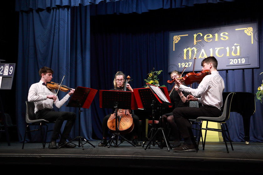 Feis10022019Sun39 
 39
The Crescendo Quartet; Robert Dunne, Ashling Cronin, Kate Tompson, and James Dunne.

Class: 269: “The Lane Perpetual Cup” Chamber Music 18 Years and Under
Two Contrasting Pieces, not to exceed 12 minutes

Feis Maitiú 93rd Festival held in Fr. Matthew Hall. EEjob 10/02/2019. Picture: Gerard Bonus
