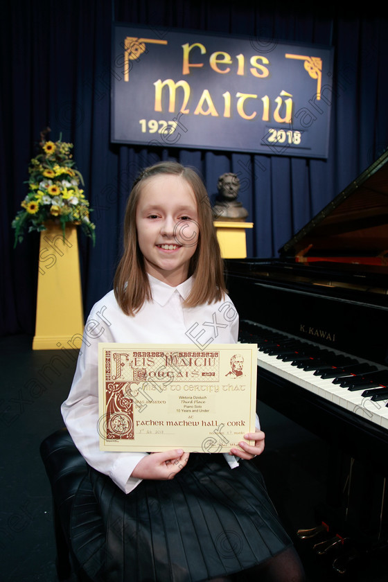 Feis03022018Sat12 
 12
Joint 3rd place Wiktoria Dziduch from Mayfield.
 Instrumental Music Class: 166: Piano Solo 10 Years and Under Feis Maitiú 92nd Festival held in Fr. Matthew Hall. EEjob 02/02/2018 Picture: Gerard Bonus.