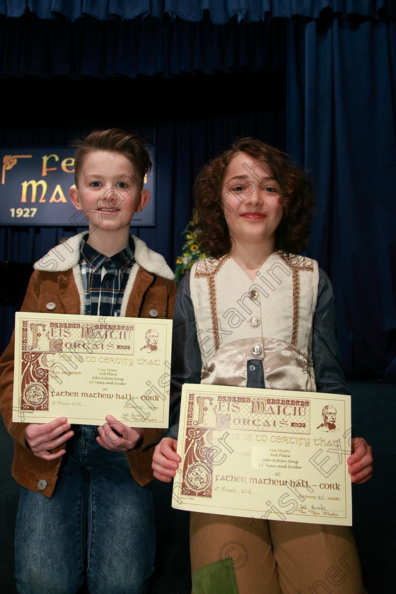 Feis06032018Tue23 
 23
Joint 3rd place Conor Murphy and Oran Murphy from Mayfield and Mitchelstown.
 Singing and School Choirs Class: 113: “The Edna McBirney Memorial Perpetual Award” Solo Action Song 12 Years and Under Section 2 Feis Maitiú 92nd Festival held in Fr. Mathew Hall. EEjob 06/03/2018 Picture: Gerard Bonus.