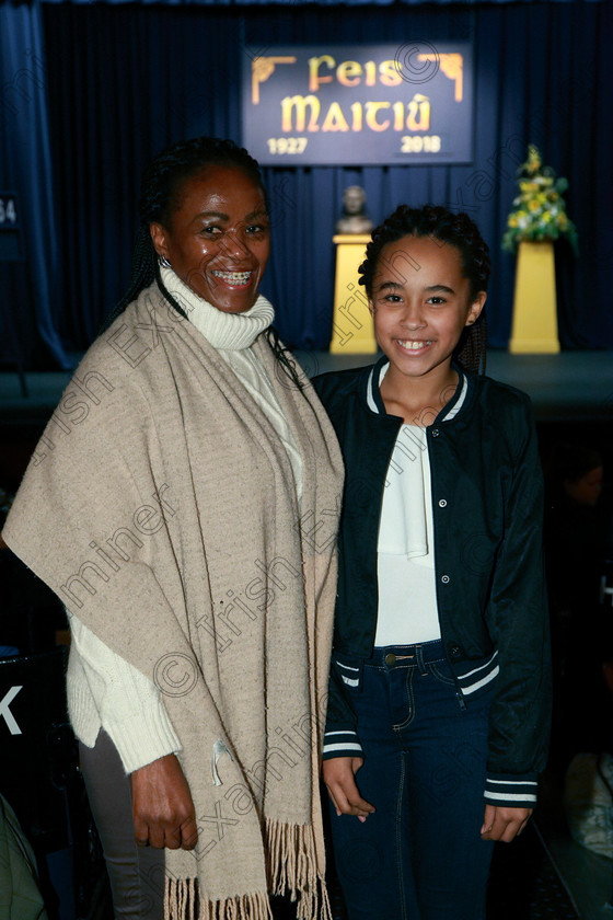 Feis26022018Mon06 
 6
Performer Alyra Joyce with her mother Cynthia Sibya from Fermoy.
 Speech and Drama Class: 364: Solo Verse Speaking Girls 11 Years and Under Section 2 Feis Maitiú 92nd Festival held in Fr. Mathew Hall. EEjob 26/02/2018 Picture: Gerard Bonus.