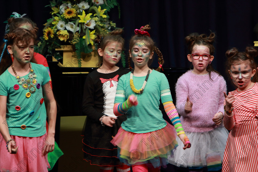 Feis12022019Tue13 
 10~15
Rockboro Primary School performing “Green Eggs and Ham” from Seussical the Musical.

Class: 104: “The Pam Golden Perpetual Cup” Group Action Songs -Primary Schools Programme not to exceed 8 minutes.

Feis Maitiú 93rd Festival held in Fr. Mathew Hall. EEjob 12/02/2019. Picture: Gerard Bonus