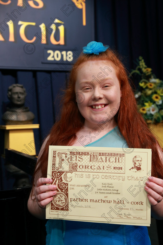 Feis07032018Wed44 
 44
Joint 3rd place Katie Healy from Gurranabraher for her performance of “Part of Your World” from The Little Mermaid.
 Singing and School Choirs Class: 112: “The C.A.D.A. Perpetual Trophy” Solo Action Song 14 Years and Under Section 1 Feis Maitiú 92nd Festival held in Fr. Mathew Hall. EEjob 06/03/2018 Picture: Gerard Bonus.