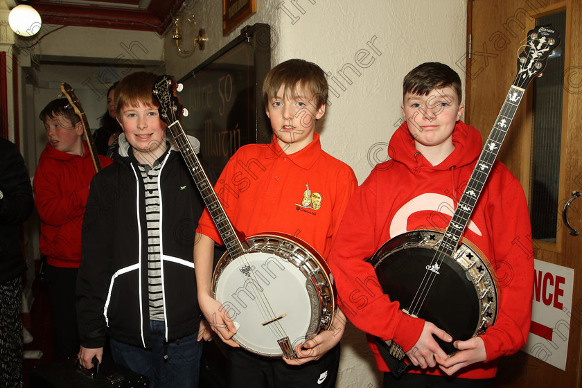 Feis23032018Fri04 
 4
Adam Armitage, Greg Lougheed and Daniel Conroy from Comhaltas Douglas.
 Ceol agus Amhránaíocht Traidisiúnta Class: 551: Grupa Ceoil “Corn Evening Echo” 14 Bliana D’Aois Nó Faoina Feis Maitiú 92nd Festival held in Fr. Mathew Hall. EEjob 23/03/2018 Picture: Gerard Bonus