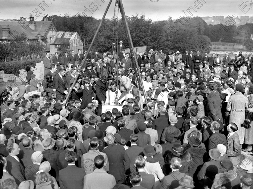 786586 786586 
 For 'READY FOR TARK'
Site blessed and foundation stone laid for new church at Ballinlough, Cork by Bishop Daniel Cohalan 06/10/1935 Ref. 605B Old black and white religion