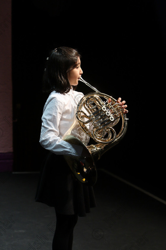 Feis06022018Tue05 
 5
Roisín Martin from Bishopstown playing the French horn.
 Instrumental Music Class: 205: Brass Solo 12 Years and Under Feis Maitiú 92nd Festival held in Fr. Mathew Hall. EEjob 05/02/2018 Picture: Gerard Bonus.