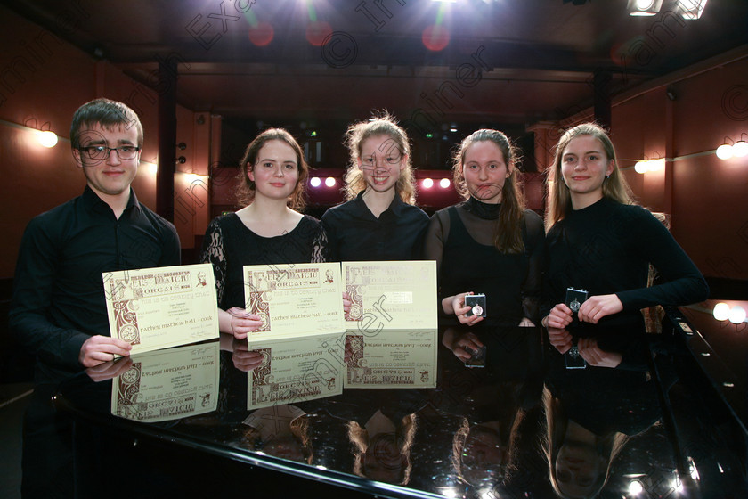 Feis09022018Fri23 
 23
Joint 3rd place Daire Sweeney from Rochestown; Catherine Kelly from Innishannon and Éimear Corby from Douglas Bronze Medallist Róisín Hynes McLaughlin from Wellington Road and Silver Medallist Holly Nagle from Douglas Road.
 Instrumental Music Class: 212: Woodwind Solo16 Years and Under Feis Maitiú 92nd Festival held in Fr. Mathew Hall. EEjob 09/02/2018 Picture: Gerard Bonus.