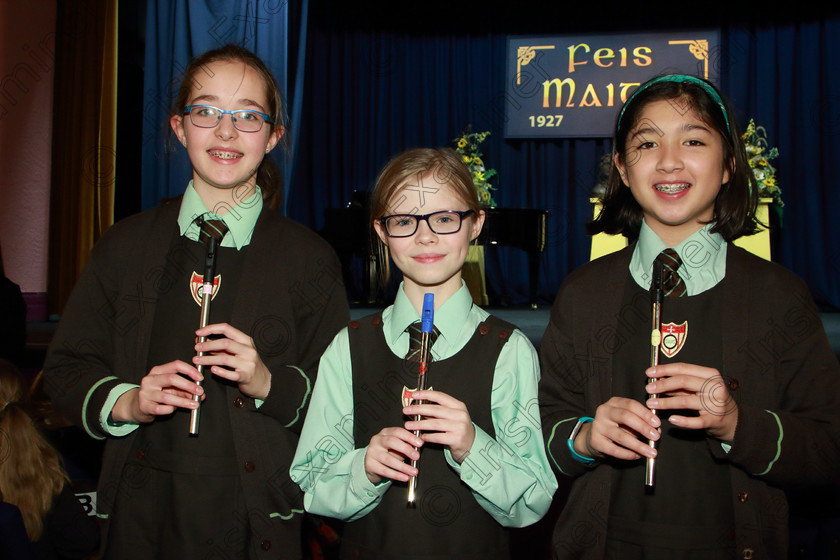 Feis12022019Tue29 
 29
Aislinn Clune, Zosia Switaj and Róisín Martin from Ct Catherine’s NS Bishopstown.

Class: 281: “The Sarah O’Donovan Memorial Perpetual Cup” Flageolet Bands Two contrasting pieces.

Feis Maitiú 93rd Festival held in Fr. Mathew Hall. EEjob 12/02/2019. Picture: Gerard Bonus