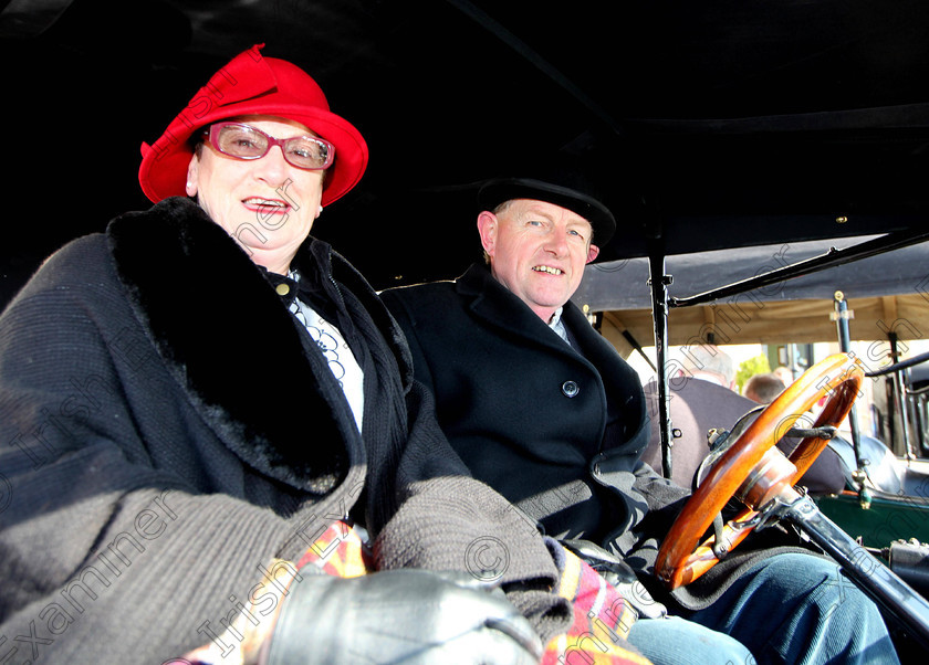 JH Cobh Car Show 12 
 ECHO NEWS: 14/04/2012; Valerie and William Cuddy, Glountaune, in their 1915 Ford Model T at a special veteran Vintage and Classic Car show and run in Cobh during commemorations to mark the 100th anniversary of the sinking of RMS Titanic. Picture; John Hennessy (Further Info, Dick O'Brien, Cobh Classic Car Club, 086 1255709)