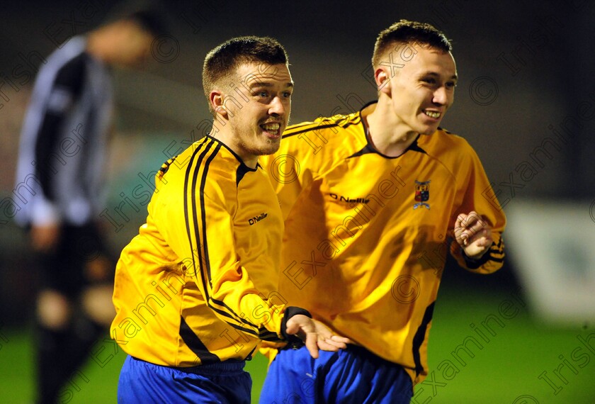 1584978 1584978 
 College Corinthians Evan Browne (right) celebrates his second goal with Peter Morehead against Midleton during the Keane cup final against Midleton FC at Turners Cross
Picture: Eddie O'Hare