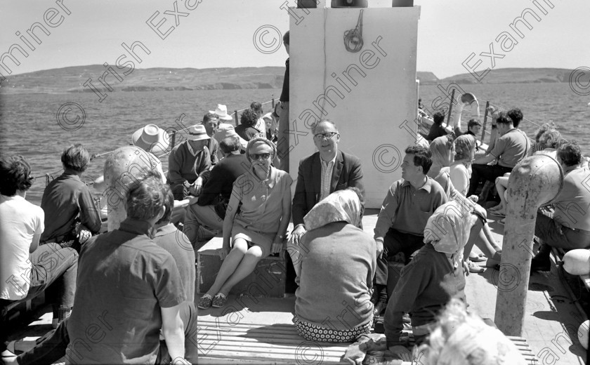 1256157 1256157 
 Holidaymakers on the Baltimore to Cape Clear Island, West Cork ferry in July 1970 Ref. 638P-57 old black and white